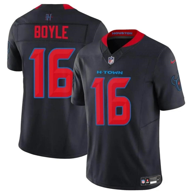 Men's Houston Texans #16 Tim Boyle Navy 2024 2nd Alternate F.U.S.E Vapor Football Stitched Jersey